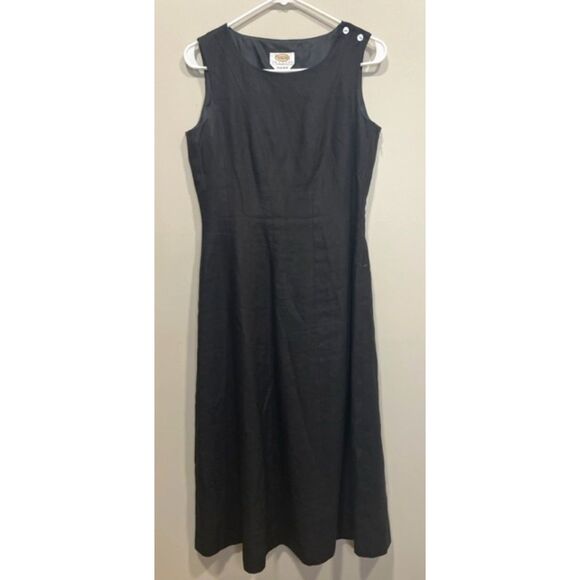 Talbots Women Size 6 Black 100% Irish Linen Sleeveless Mid-Length Dress - Picture 1 of 9